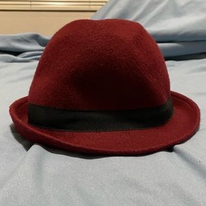 Burgundy colored hat